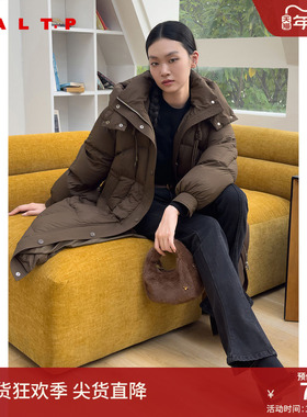 SALT.P可颜高克重白鸭绒宽松长款休闲连帽羽绒服2024冬