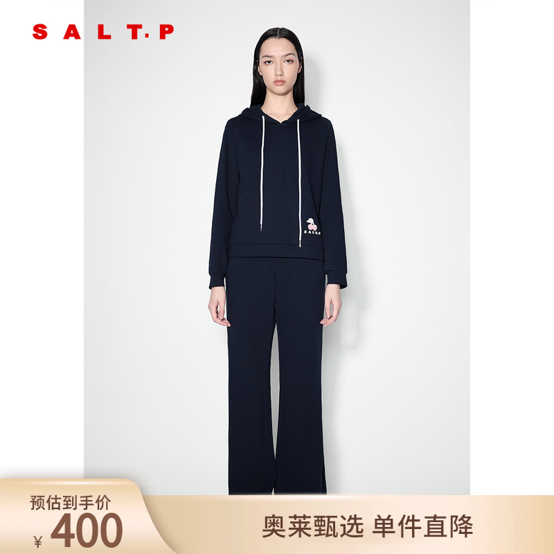 SALT.P可颜学院风樱桃刺绣运动感连帽卫衣毛针织衫秋款