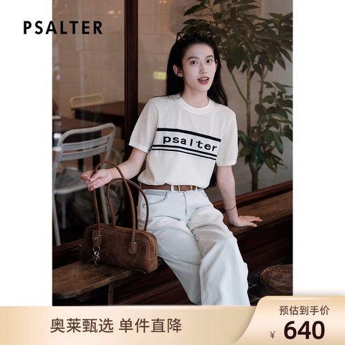 PSALTER诗篇字母提花圆领套头针织T恤衫女2025夏款