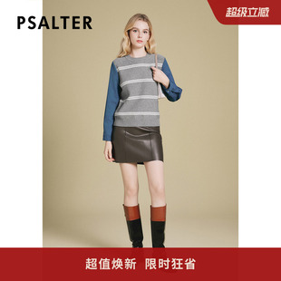 女2025春新款 减龄撞色拼接针织套头毛衫 时尚 诗篇专选假两件式