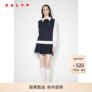 SALT.P可颜假两件学院风甜美樱桃绣花毛针织衫 秋款