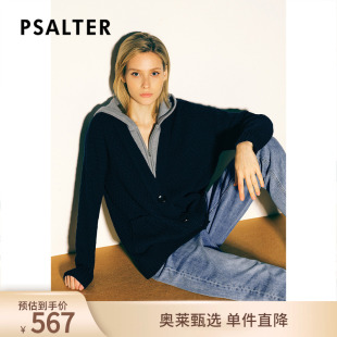 诗篇专选春秋宽松时尚 连帽假两件羊毛开衫 毛针织衫