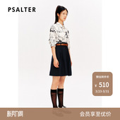 PSALTER诗篇暗纹提花衬衫 拼接假两件羊毛连衣裙春款