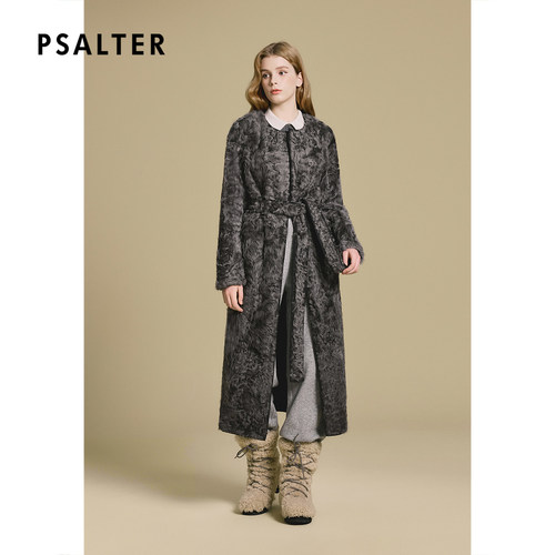 PSALTER诗篇小湖羊真皮皮毛一体长款修身显瘦皮草2025冬季款