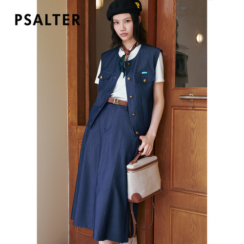 PSALTER诗篇学院休闲百搭无袖牛仔马甲短外套女x