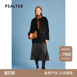 诗篇专选简约圆领廓版 落肩保暖皮草外套2025冬款