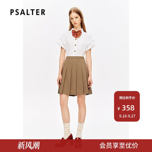 【100%纯棉】PSALTER诗篇宽松翻领智性学院风短袖白衬衫夏