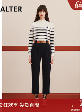 [高智条纹]PSALTER诗篇智性学院风条纹羊毛毛衣毛针织衫冬