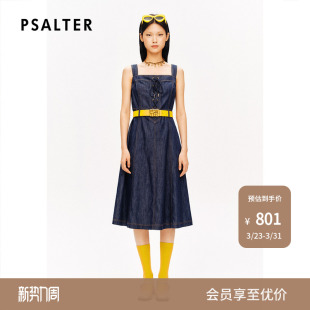 PSALTER诗篇高腰绑带莱赛尔牛仔背带裙连衣裙夏款 天丝