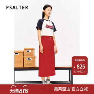 PSALTER诗篇圆领复古学院风字母珠片绣花短袖T恤夏款