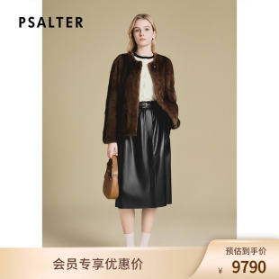 诗篇专选整皮水貂时尚圆领短款保暖皮草外套冬款