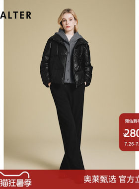 诗篇专选绵羊皮可拆卸毛织连帽鸭绒时尚面包服羽绒服冬款