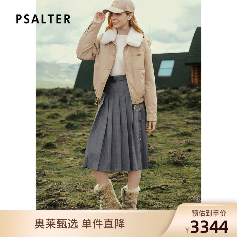 PSALTER诗篇学院风短款水貂毛领鹅绒羽绒服2025冬款