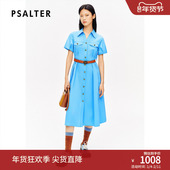 裙连衣裙夏款 PSALTER诗篇简约翻领灯笼袖 腰带收腰衬衫