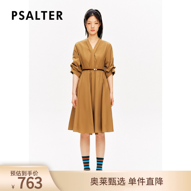 诗篇专选v领复古赫本风收腰显瘦A字裙连衣裙夏款