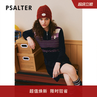 PSALTER诗篇冬学院风撞色条纹收腰羊毛针织裙连衣裙