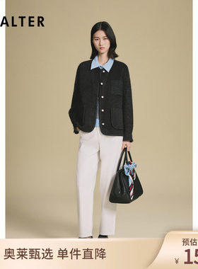 诗篇专选羊毛桑蚕丝拼接式小香毛呢短外套2025秋季新款