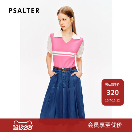 【春夏主推】诗篇专选夏甜美假两件复古牛仔连衣裙