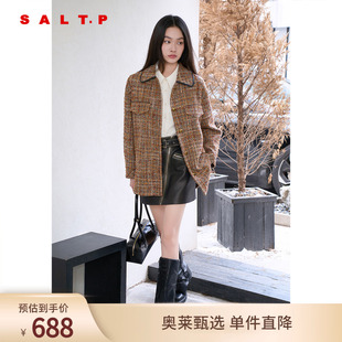 SALT.P可颜花纱肌理感粗花呢宽松大版 男友风衬衫 款 外套冬款