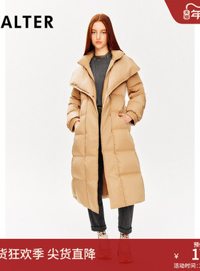 PSALTER诗篇鹅绒服美拉德假两件翻领长款系带羽绒服冬款