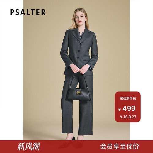 PSALTER诗篇气质休闲百搭羊毛修身女格纹西服外套2025春y
