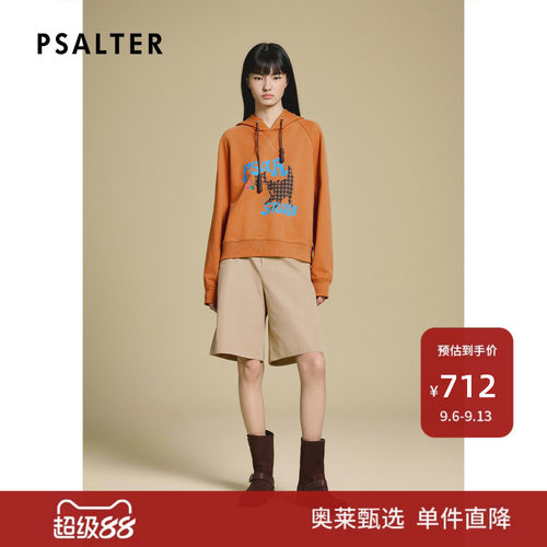 PSALTER诗篇量感宽松连帽印花休闲卫衣女2025冬款