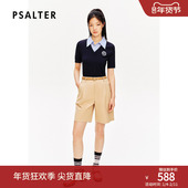 诗篇专选条纹翻领假两件扭花针织衫 智性学院风 夏款