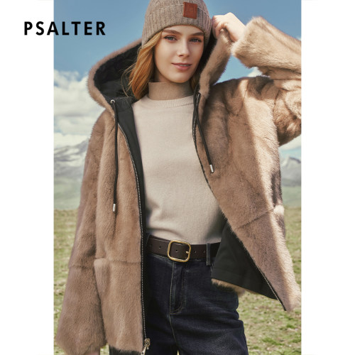 PSALTER诗篇正反两穿大衣水貂皮草派克服2025冬款
