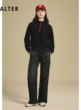 诗篇专选时尚撞色半拉链小立领休闲百搭套头卫衣女2025春季新款