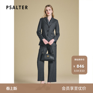 PSALTER诗篇气质休闲百搭羊毛修身女格纹西服外套2025春新款