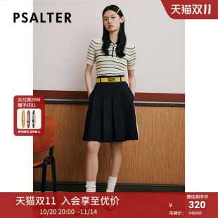 诗篇夏polo领修身 减龄学院风条纹针织衫