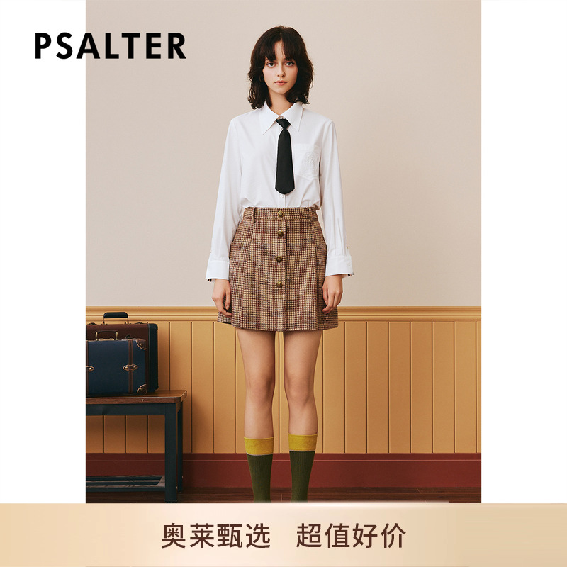 PSALTER诗篇秋宽松翻领学院风刺绣白衬衫