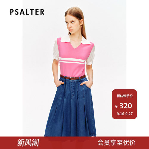 【春夏主推】诗篇专选夏甜美假两件复古牛仔连衣裙