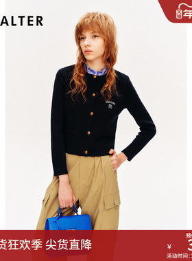 [智性学院风]PSALTER诗篇荷叶边领假两件羊毛开衫针织衫春款