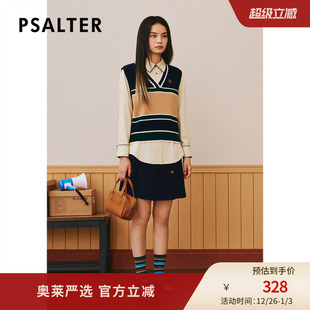 PSALTER诗篇冬学院风衬衫 条纹羊毛针织背心两件套