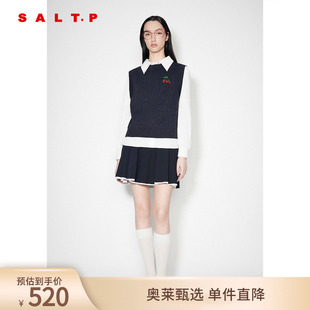 秋款 SALT.P可颜假两件学院风甜美樱桃绣花毛针织衫