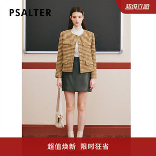 诗篇专选冬圆领减龄学院风花纱粗花呢小香风外套