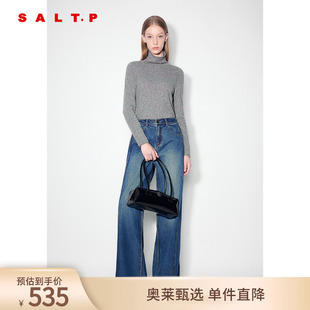 針織衫 羊絨混紡 SALT.P可顏彩點混紗簡約基礎高領打底衫 2024冬