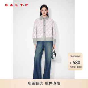 SALT.P可颜羊羔绒格纹拼接毛绒短外套冬款 100%绵羊毛