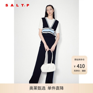 SALT.P可颜百搭学院风松紧腰直筒运动裤 休闲裤 夏 凉感曲珠