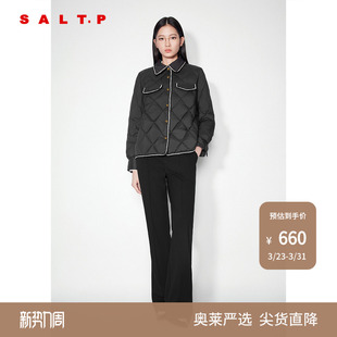 SALT.P可颜小香风花纱织带拼接轻薄衬衫 菱格羽绒服冬