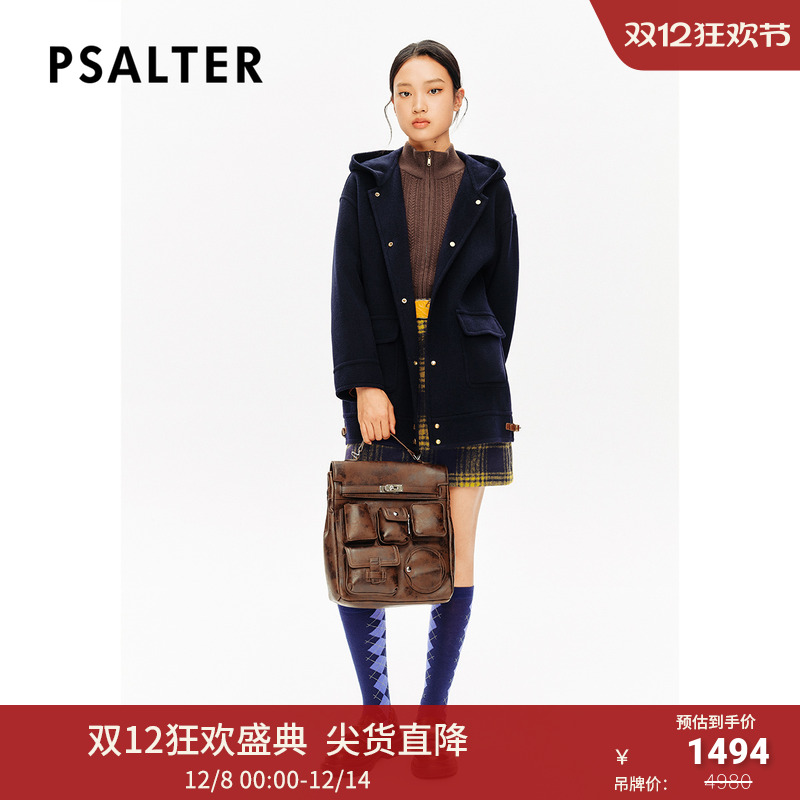 【羊毛混纺】PSALTER诗篇年轻学院感连帽大衣毛呢外套冬款