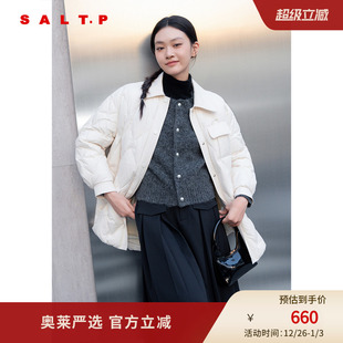 SALT.P可颜白鸭绒轻盈保暖肌理感衬衫 菱格轻薄羽绒服2024冬 式
