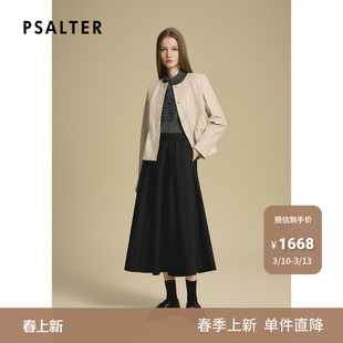 诗篇专选绵羊皮小香风圆领抽绳收腰显瘦皮衣外套2025款