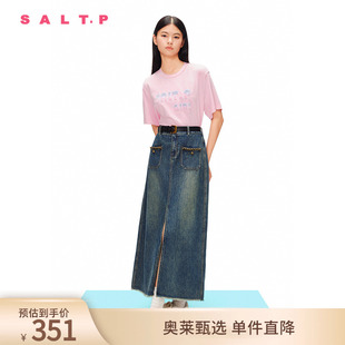 针织衫 SALT.P可颜2024夏夏日幻彩LOGO绣花圆领甜美减龄短袖