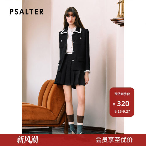 【春夏热卖】PSALTER诗篇细闪葱粗花呢学院百褶裙半身裙秋