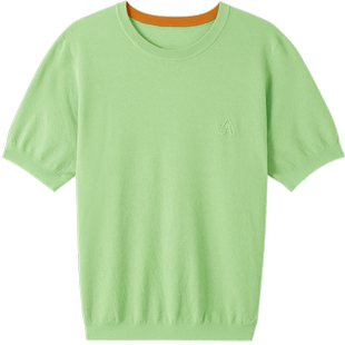 诗篇专选夏圆领纯色莱赛尔桑蚕丝短袖毛针织衫