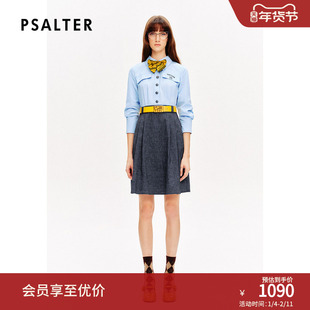 [智性学院风]PSALTER诗篇翻领假两件棉麻衬衫裙连衣裙夏