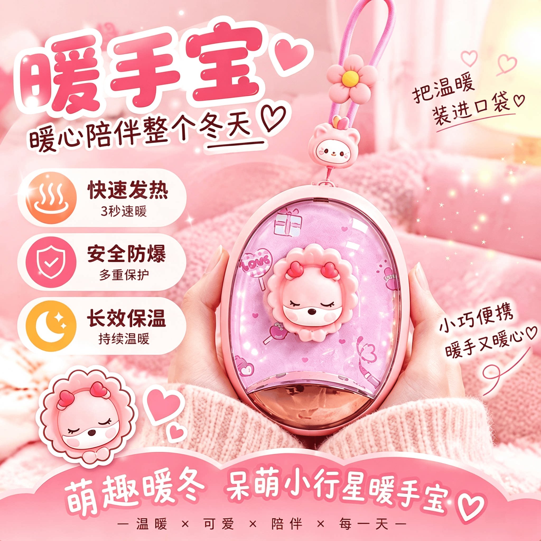暖手宝手握式儿童充电款自发热可爱暖宝宝迷你小随身携带女生定制