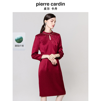 端庄淑女纯色旗袍领中式连衣裙